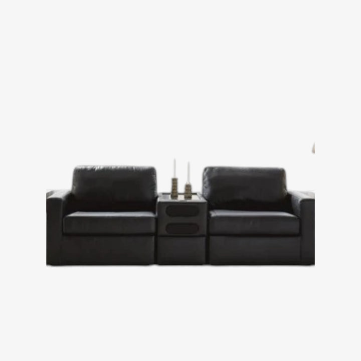 74305S13 Modmax II 3-Piece Leather Upholstered Modular Loveseat With Audio Console - Black | Signature Design By Ashley