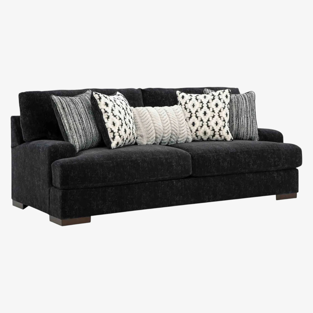 8040438 Whitmore Manor Stationary Sofa In Fabric Upholstery - Black Pearl | Benchcraft By Ashley
