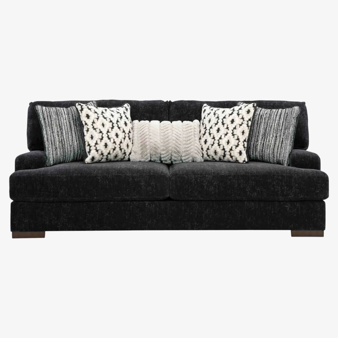 8040438 Whitmore Manor Stationary Sofa In Fabric Upholstery - Black Pearl | Benchcraft By Ashley