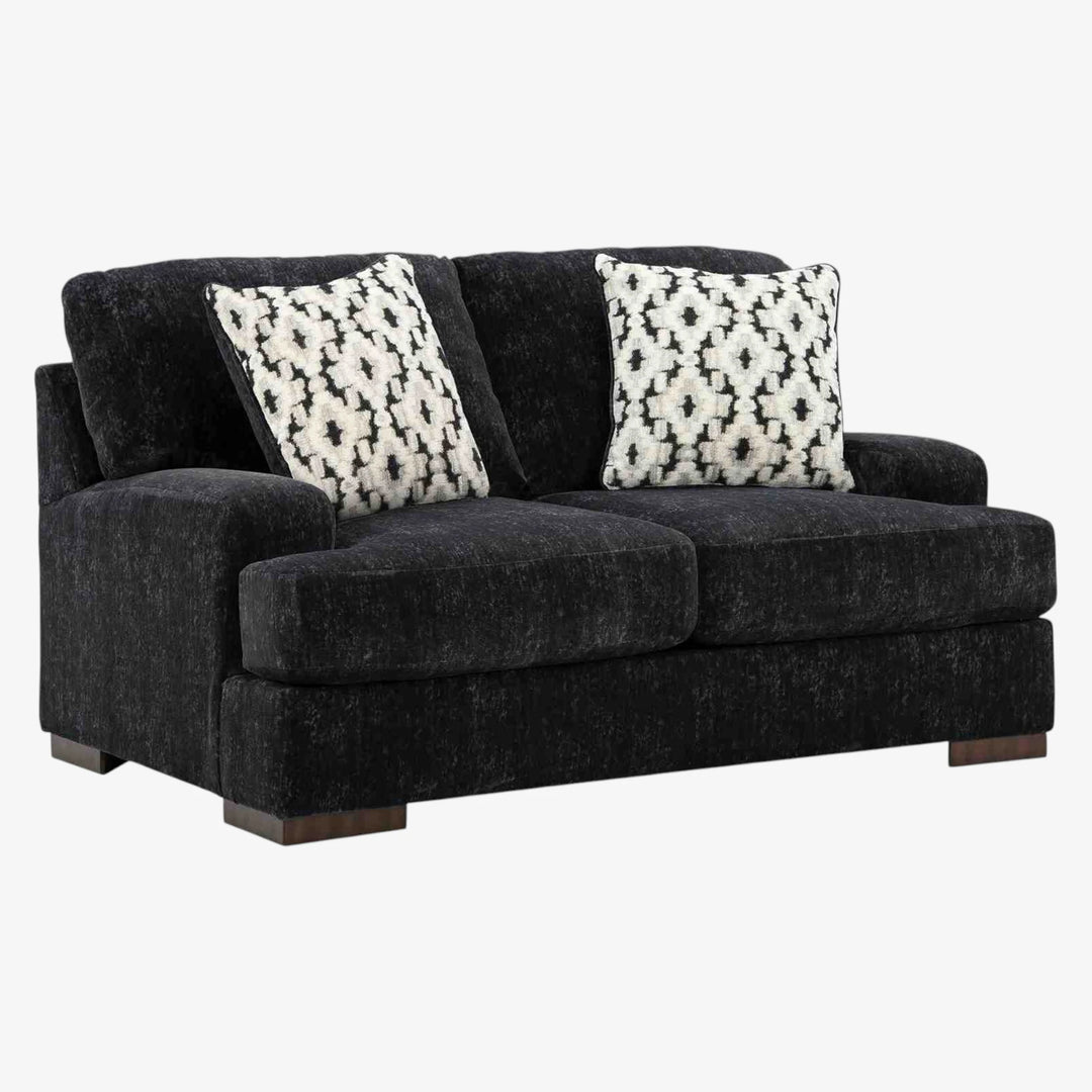 8040435 Whitmore Manor Loveseat In Fabric Upholstery - Black Pearl | Benchcraft By Ashley
