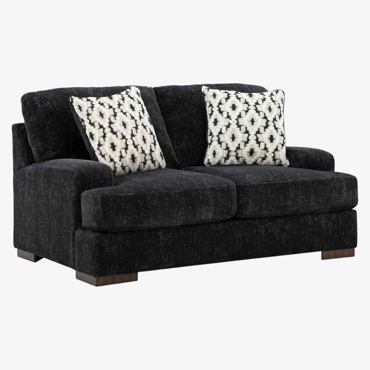 8040435 Whitmore Manor Loveseat In Fabric Upholstery - Black Pearl | Benchcraft By Ashley