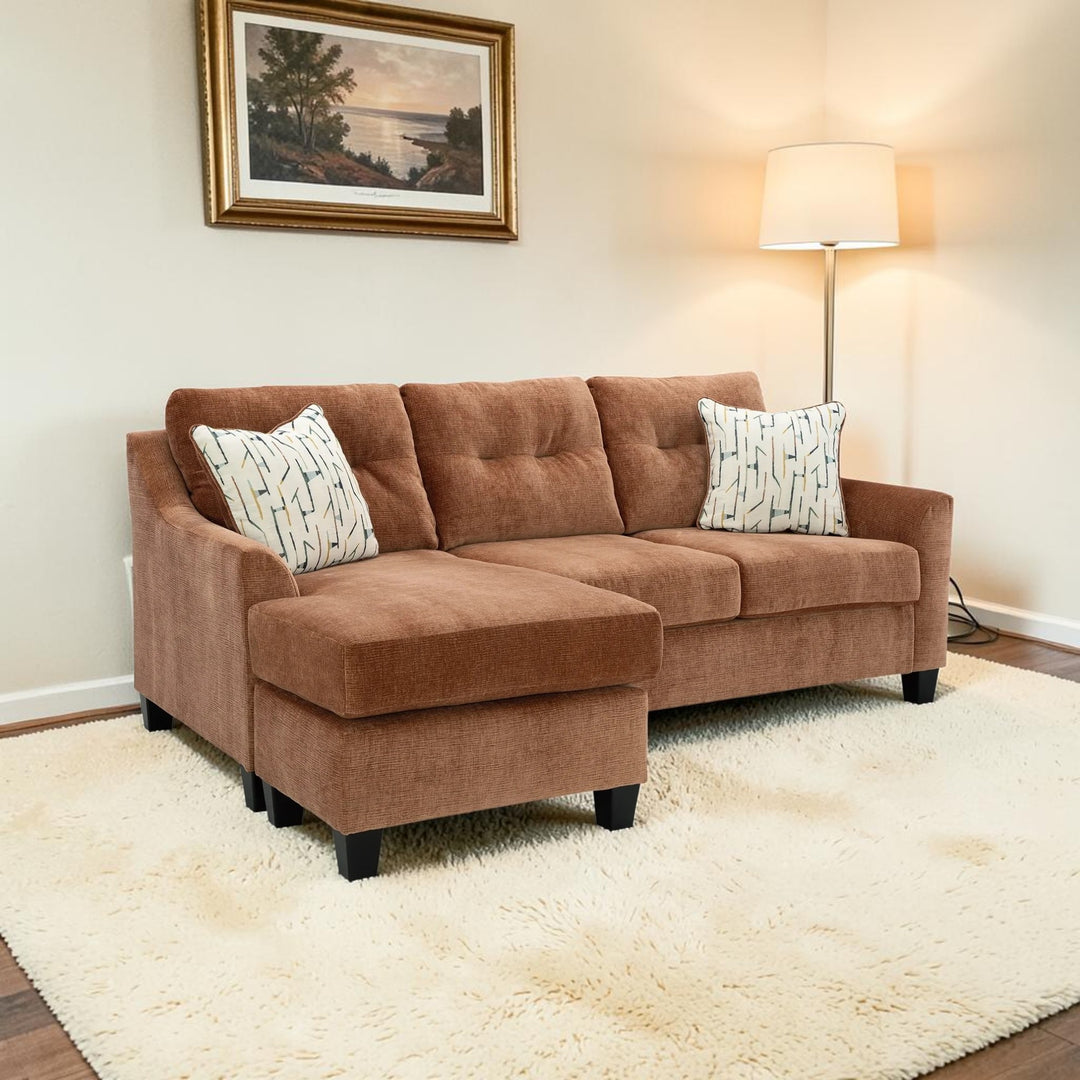 6720418 Amity Bay Sofa Chaise In Fabric Upholstery - Clay | Benchcraft By Ashley