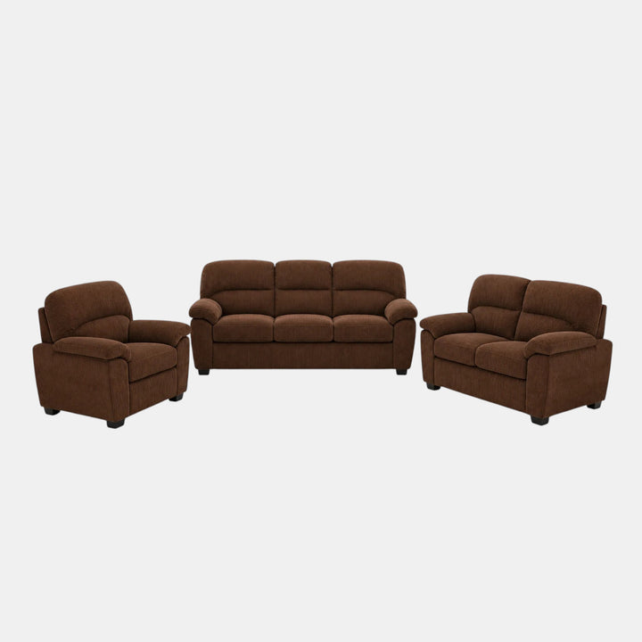 Rolex 3-Piece Brown Stationary Sofa Set In Fabric Upholstery