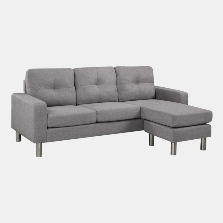 Domaro Fabric Upholstered Sectional Sofa With Reversible Chaise Lounge - Light Grey