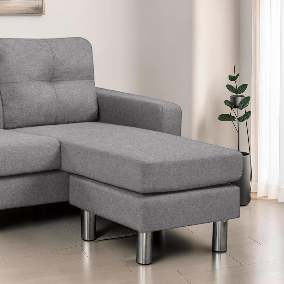 Domaro Fabric Upholstered Sectional Sofa With Reversible Chaise Lounge - Light Grey