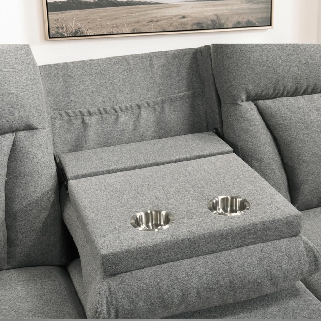Minsa Grey Manual Recliner Sofa In Fabric Upholstery