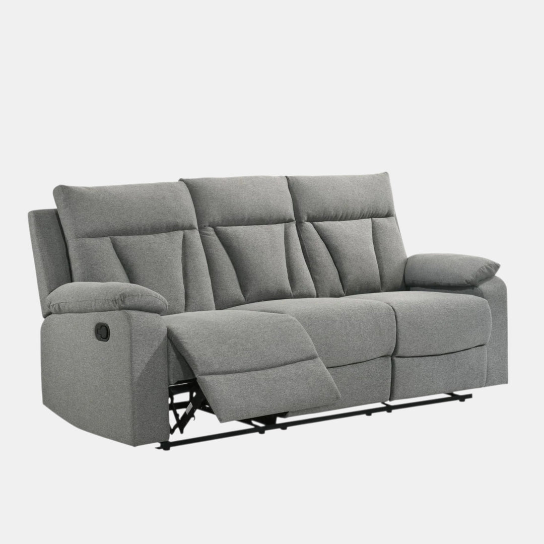 Minsa Grey Manual Recliner Sofa In Fabric Upholstery