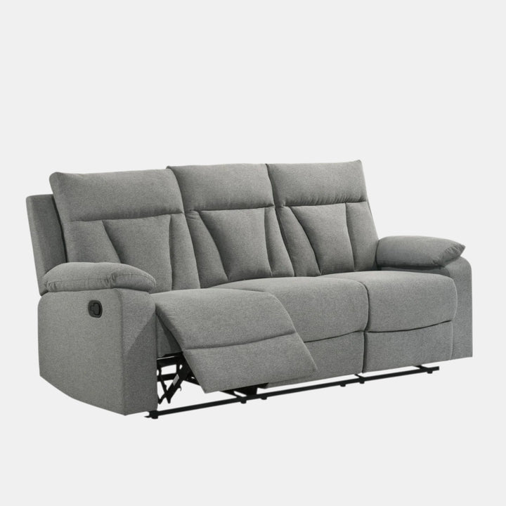 Minsa Grey Manual Recliner Sofa In Fabric Upholstery