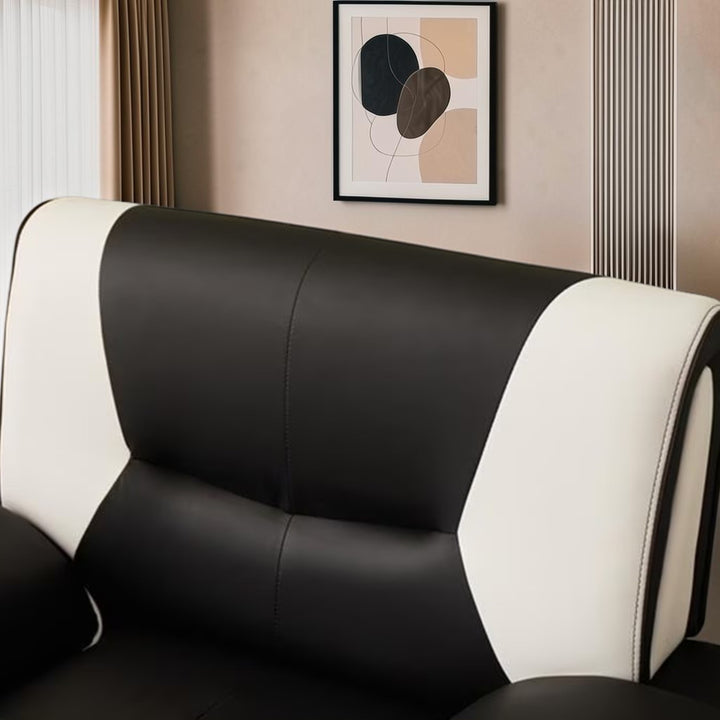 Munic Black &amp; White 3-Piece Sofa Set In Faux Leather Upholstery