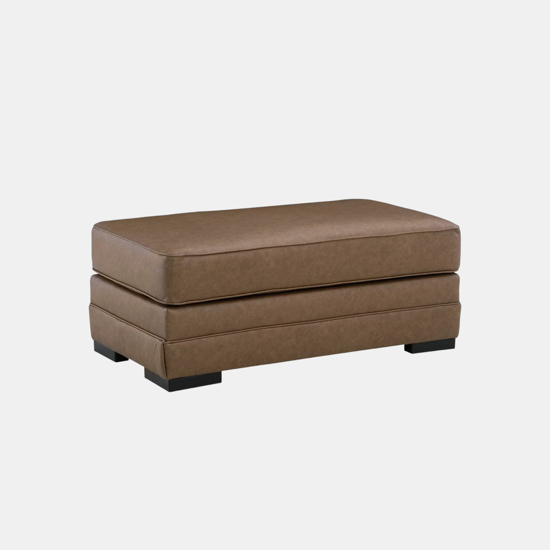 7490914 VillaCourt Accent Ottoman In Leather Upholstery - Caramel | Benchcraft By Ashley