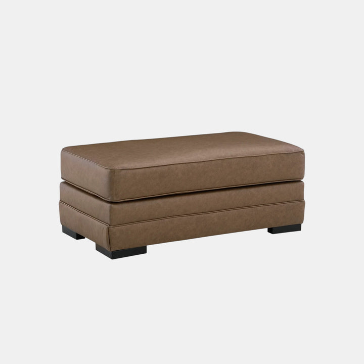 7490914 VillaCourt Accent Ottoman In Leather Upholstery - Caramel | Benchcraft By Ashley