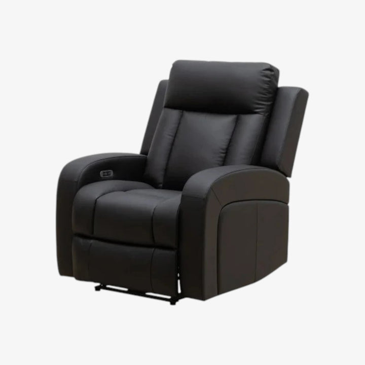 Gary Black Power Recliner Chair In Top Grain Leather