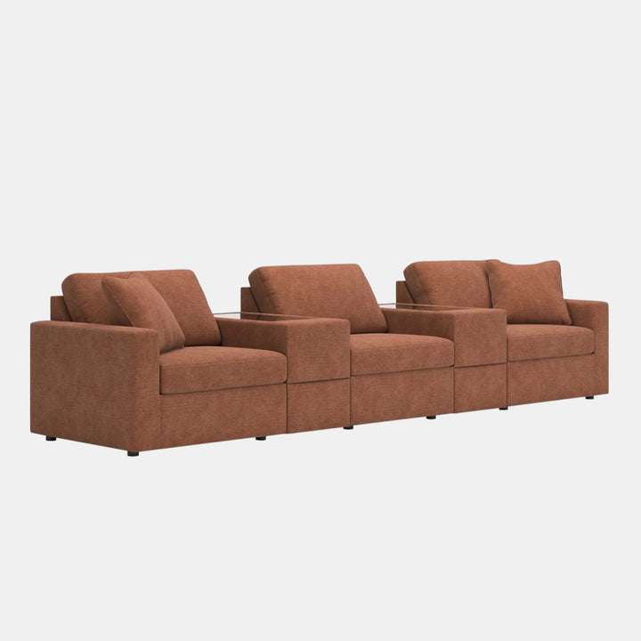 92102S9 Modmax 5-Piece Fabric Modular Sofa With Dual Storage Console - Spice | Signature Design By Ashley