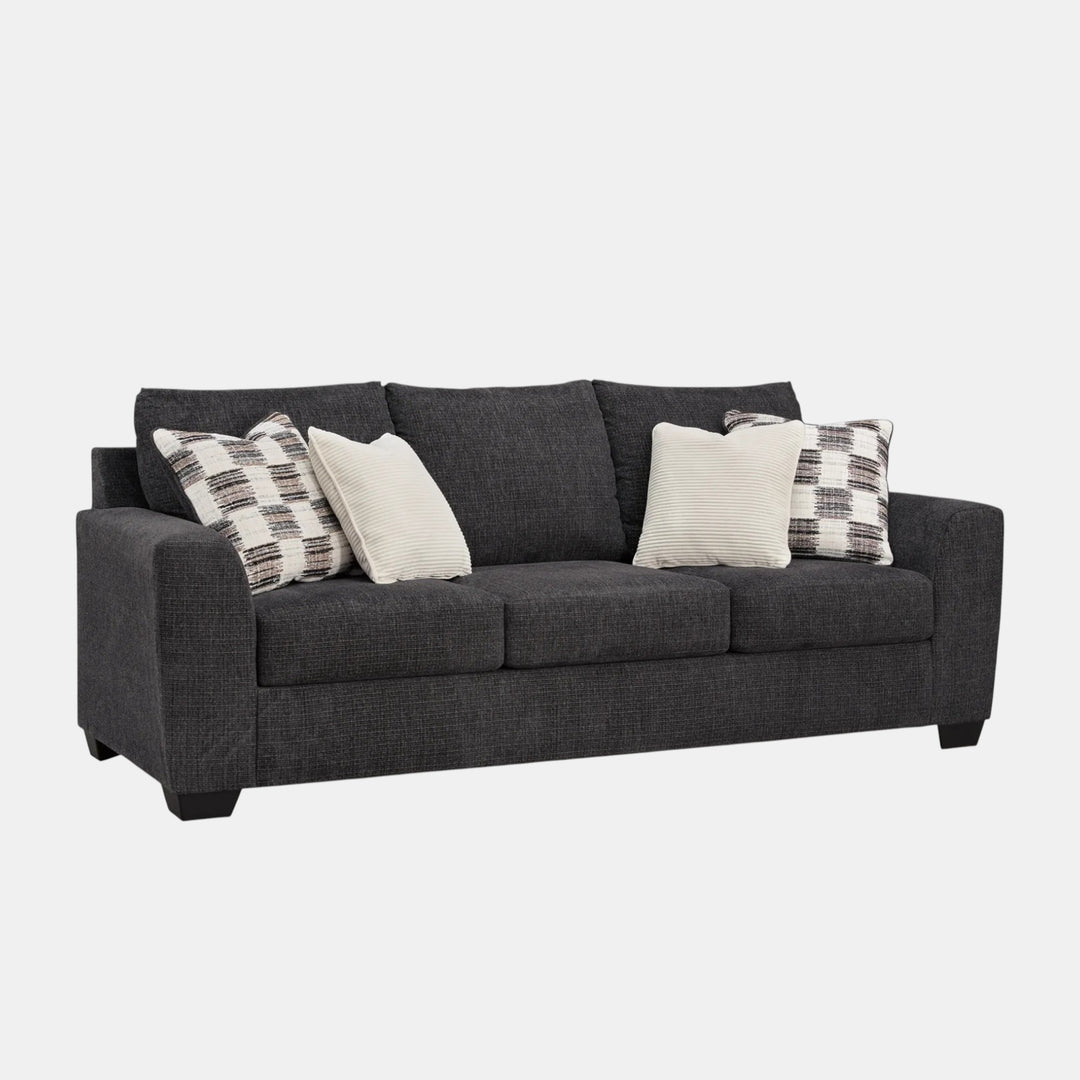 6310138 Loreo Stationary Sofa In Fabric Upholstery - Ebony | Benchcraft by Ashley