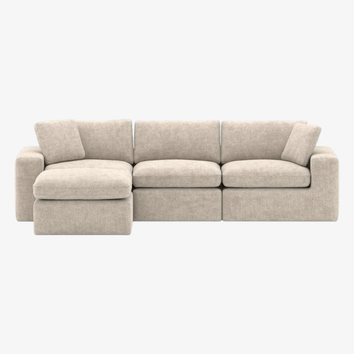 Laviar Fabric Upholstered Beige Sectional Sofa With Chaise