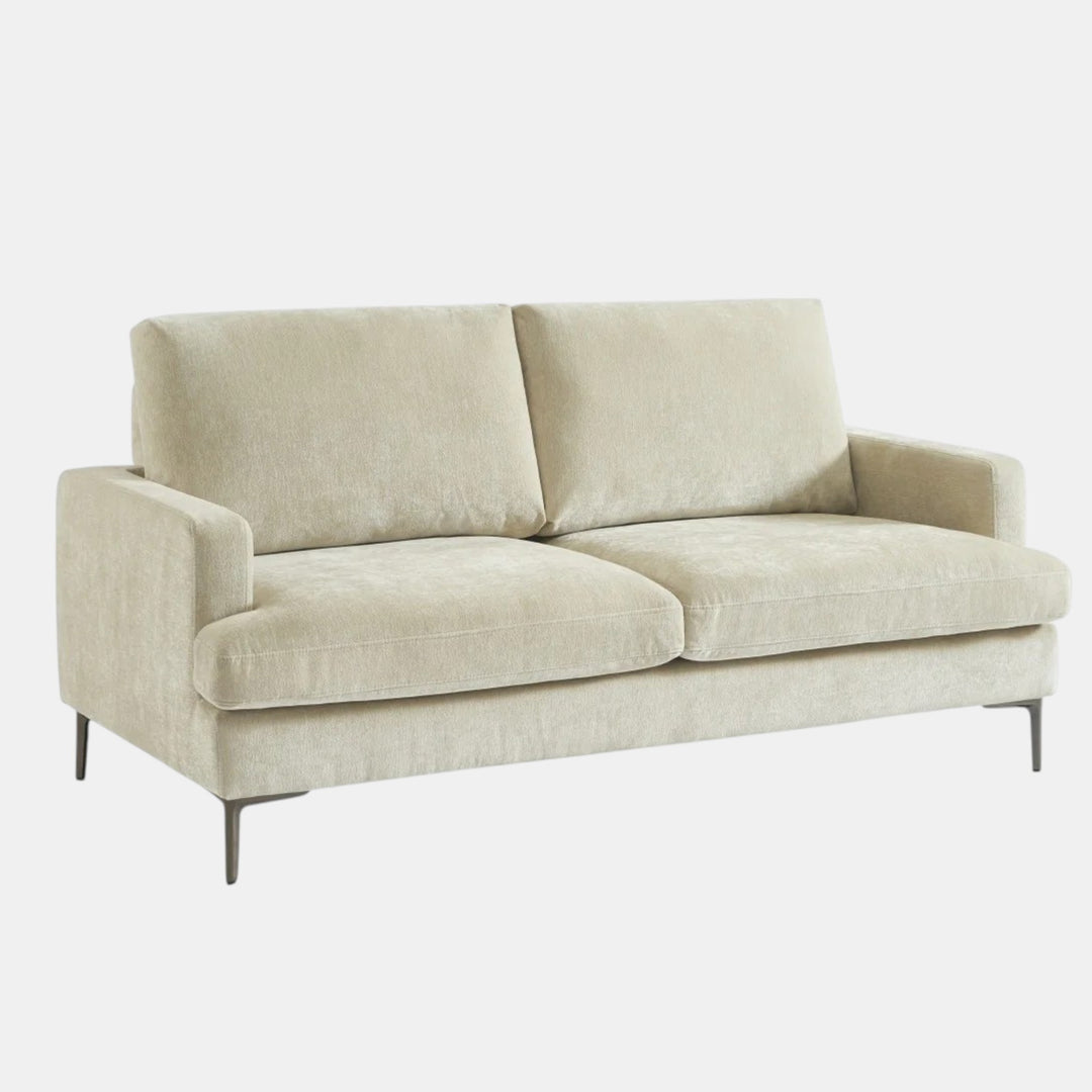 Wenda 3-Seater Fabric Upholstered Stationary Couch - Beige