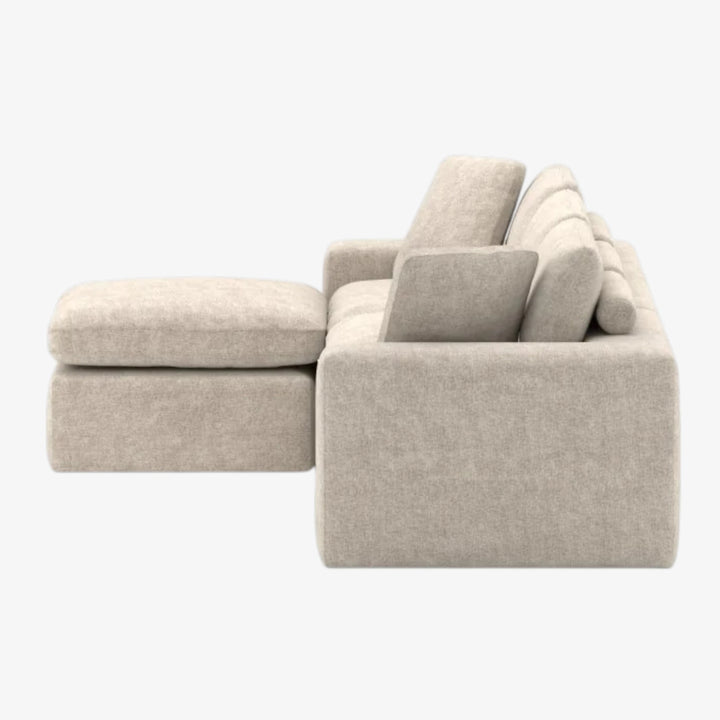 Laviar Fabric Upholstered Beige Sectional Sofa With Chaise