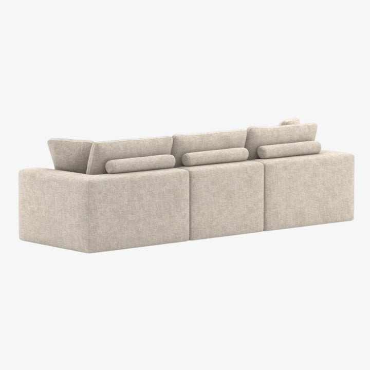 Laviar Fabric Upholstered Beige Sectional Sofa With Chaise