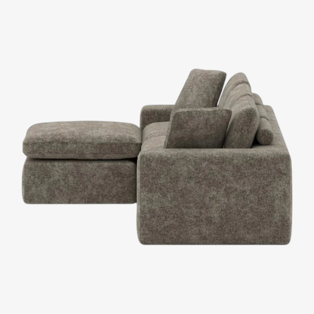 Laviar Fabric Upholstered Brown Sectional Sofa With Chaise