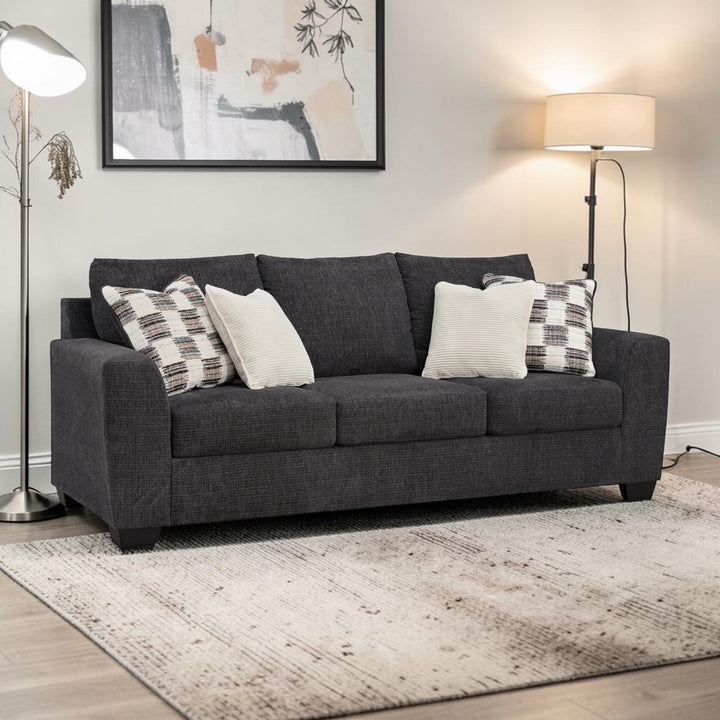 6310138 Loreo Stationary Sofa In Fabric Upholstery - Ebony | Benchcraft by Ashley