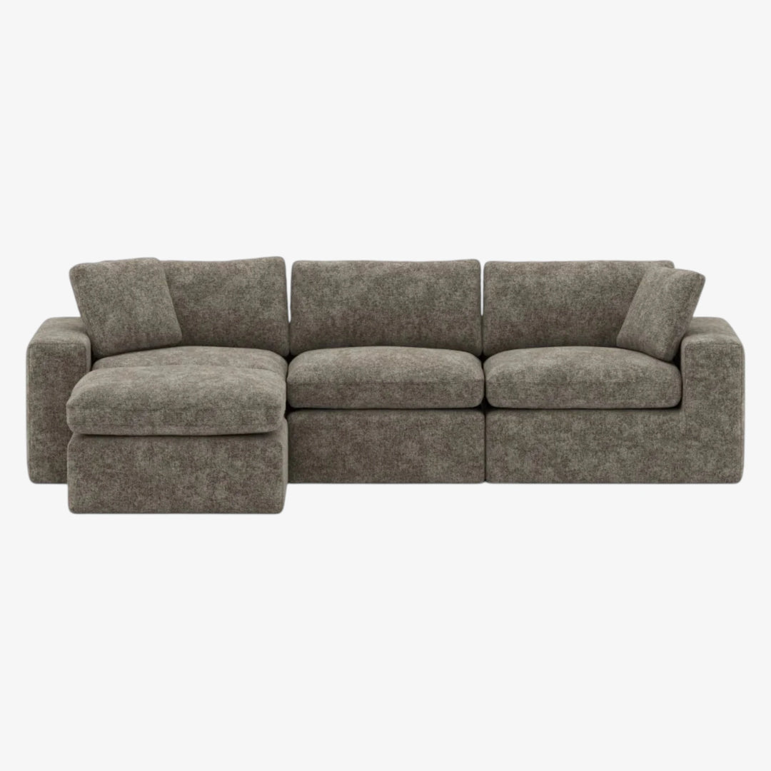 Laviar Fabric Upholstered Brown Sectional Sofa With Chaise