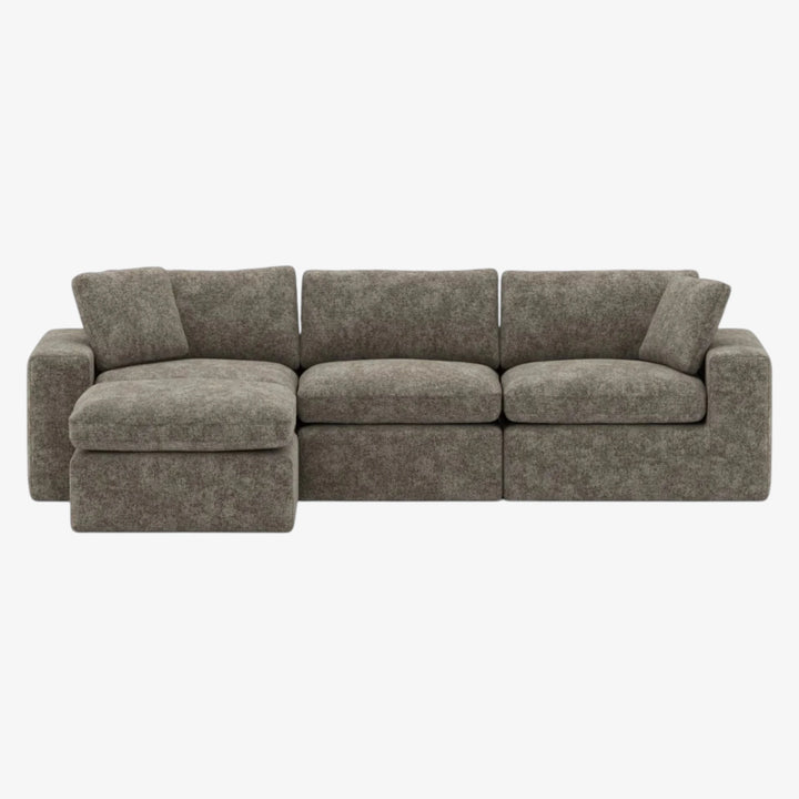 Laviar Fabric Upholstered Brown Sectional Sofa With Chaise