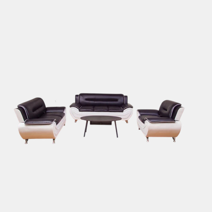 Gilan White/ Black 3-Piece Sofa Set In Faux Leather Upholstery