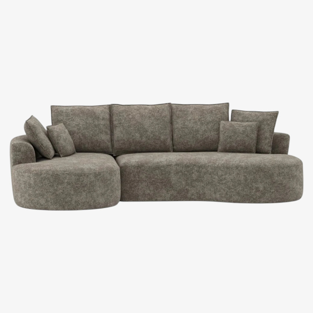 Miar Brown L-Shaped Sectional Sofa In Fabric Upholstery With Chaise