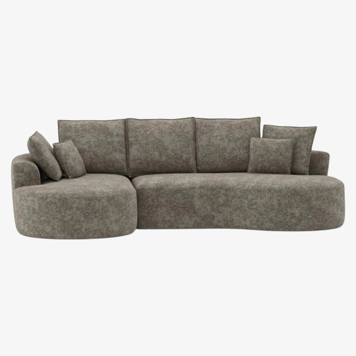Miar Brown L-Shaped Sectional Sofa In Fabric Upholstery With Chaise