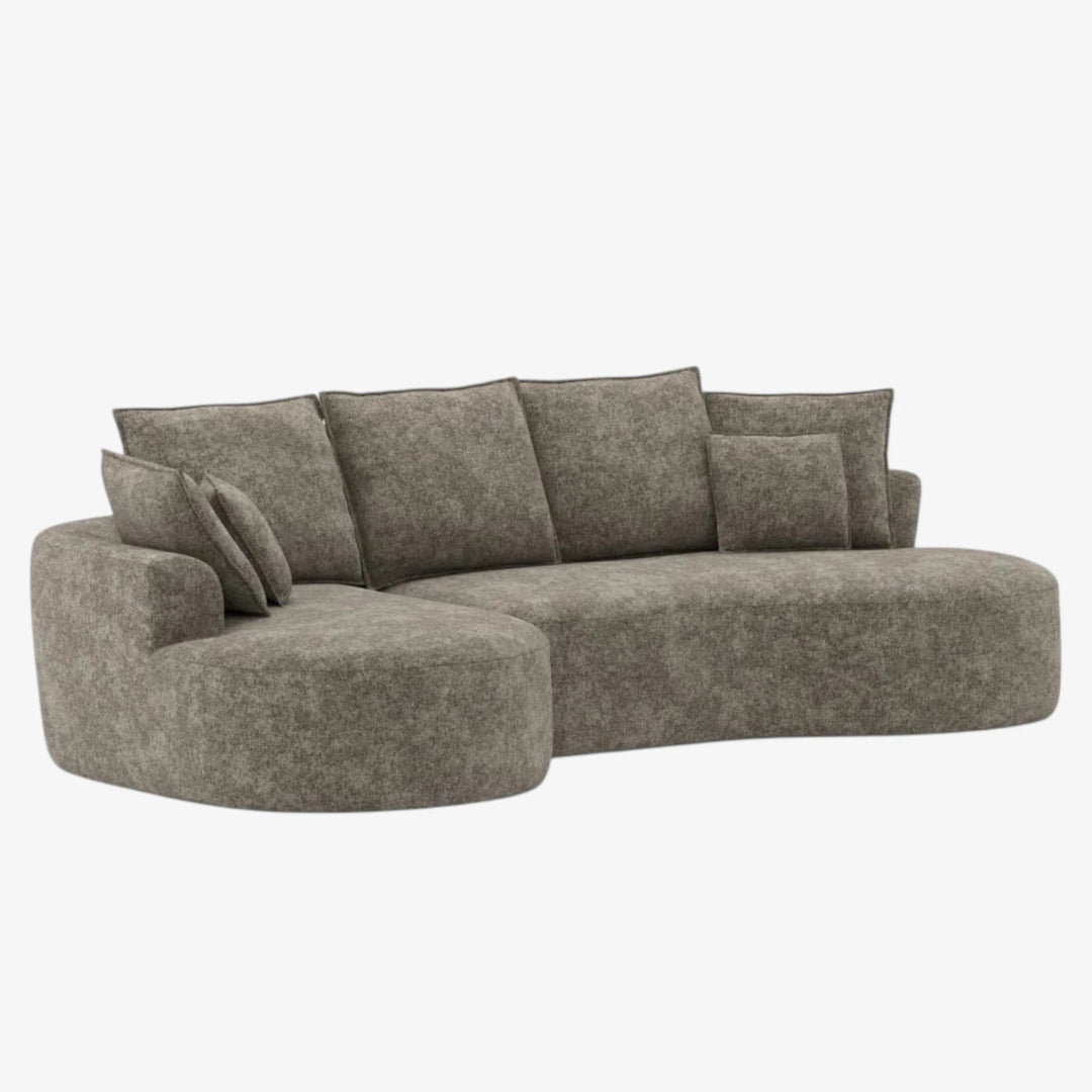 Miar Brown L-Shaped Sectional Sofa In Fabric Upholstery With Chaise