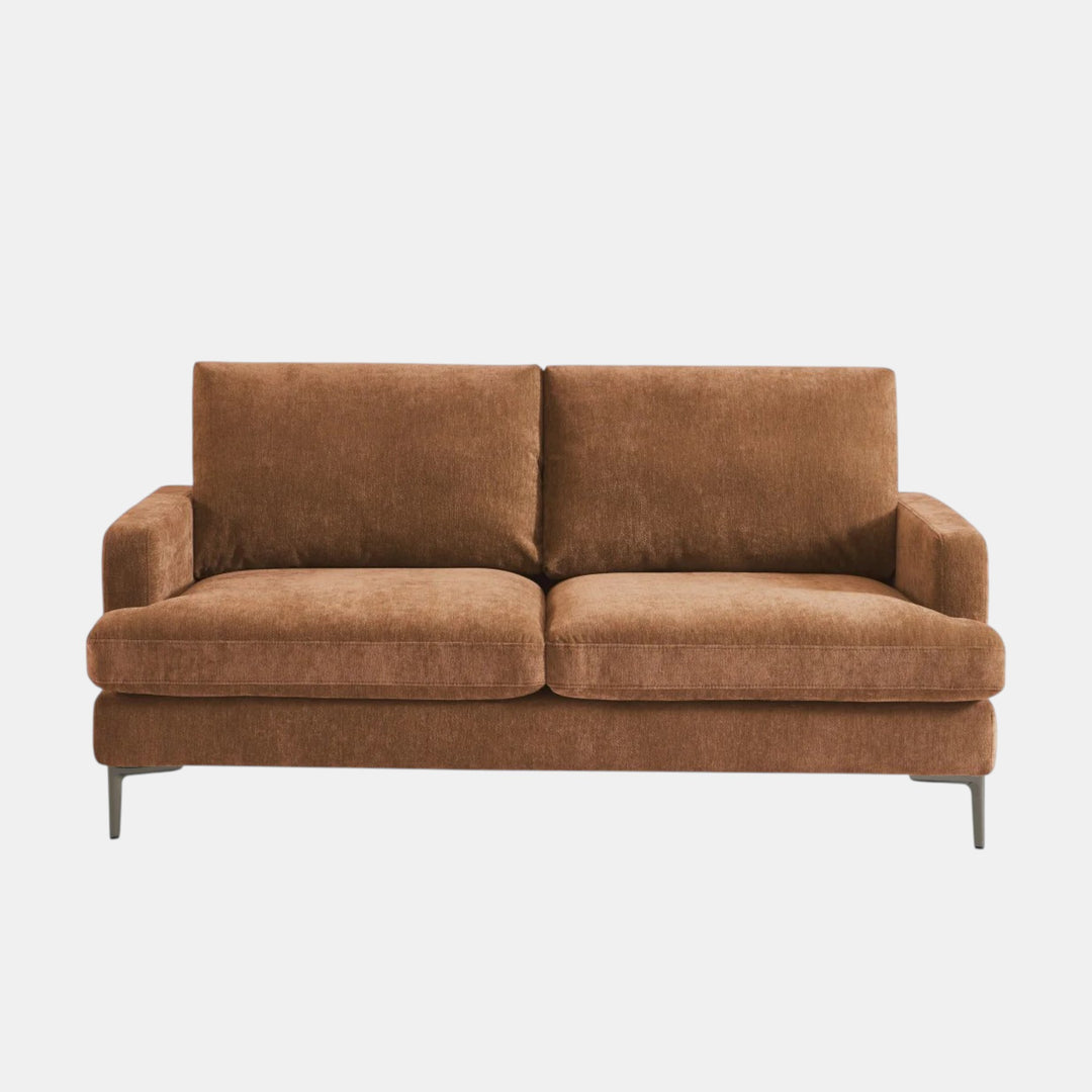 Wenda 3-Seater Fabric Upholstered Stationary Sofa - TERRACOTTA