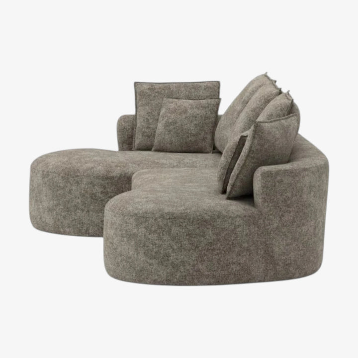Miar Brown L-Shaped Sectional Sofa In Fabric Upholstery With Chaise