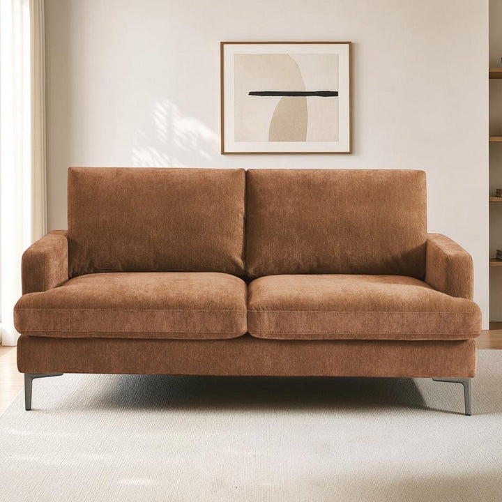 Wenda 3-Seater Fabric Upholstered Stationary Sofa - TERRACOTTA