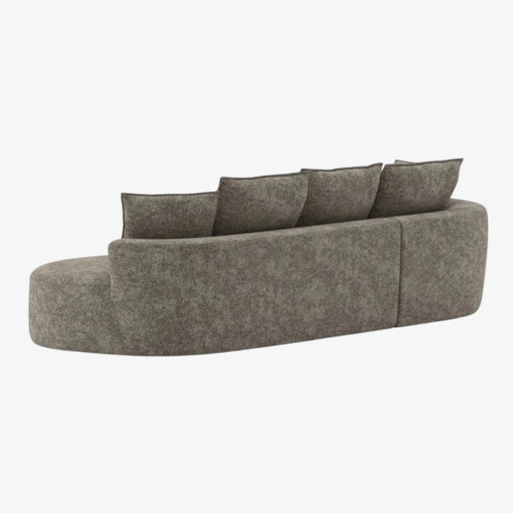 Miar Brown L-Shaped Sectional Sofa In Fabric Upholstery With Chaise