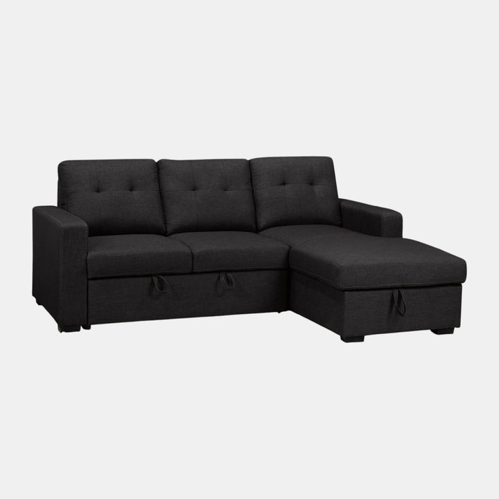 Obrike Fabric Dark Grey Sectional Sofa Bed with Reversible Storage Chaise - Dark-Grey - Front View