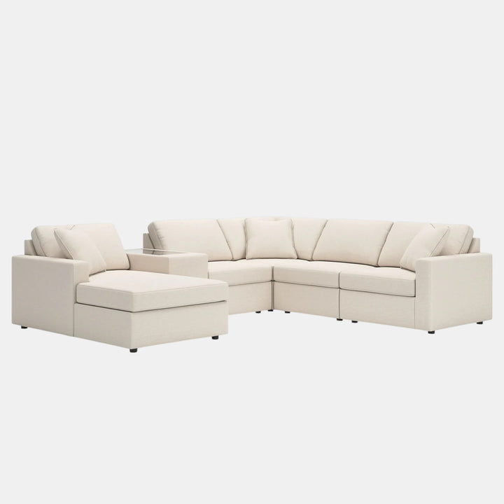 Modmax 6-Piece Fabric Sectional Sofa With Corner Chaise &amp; Storage Console- Oyster | Signature Design By Ashley