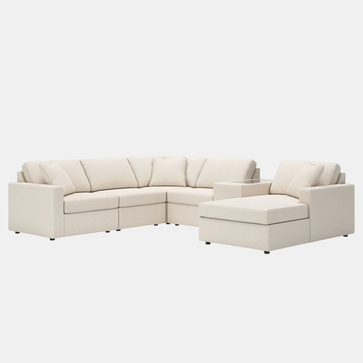 Modmax 6-Piece Fabric Sectional Sofa With Corner Chaise &amp; Storage Console- Oyster | Signature Design By Ashley