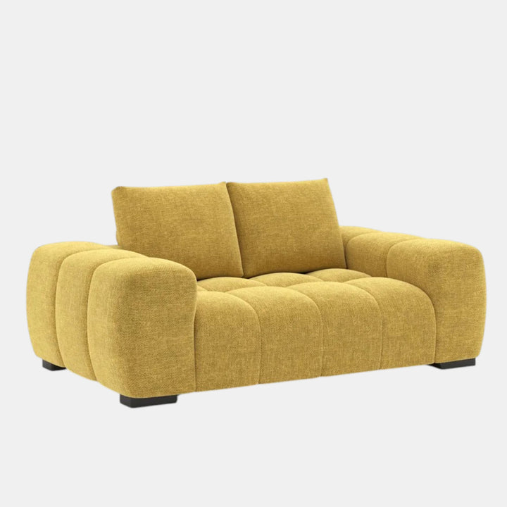 Zara Yellow 2-Seater Loveseat In Fabric Upholstery