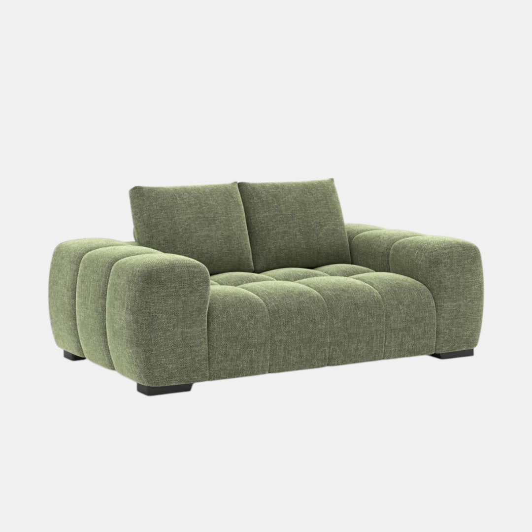 Zara Green 2-Seater Loveseat In Fabric Upholstery