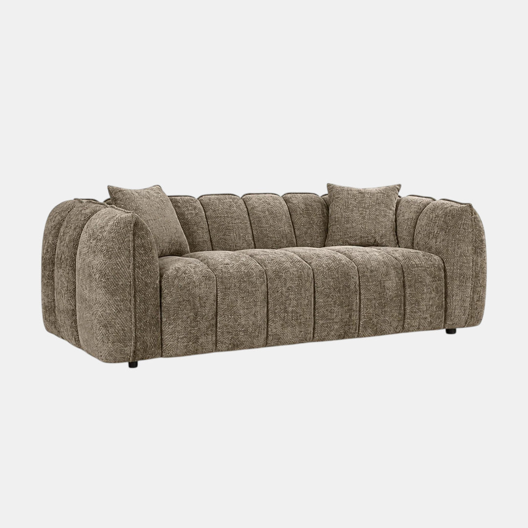 Bulma Taupe 3-Seater Sofa In Fabric Upholstery