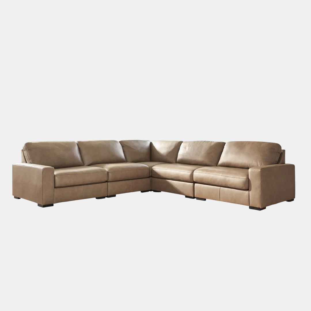 76106S17 Veronella 5-Piece Sectional Sofa In Leather Upholstery - Sahara | Benchcraft By Ashley