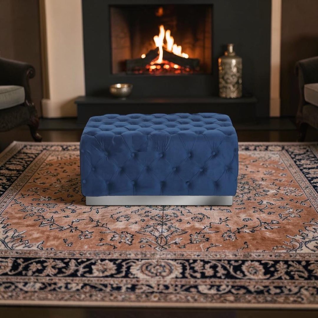 Kinsley Multifunctional Ottoman Bench In Velvet Upholstery - Blue