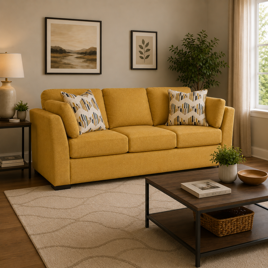 6750638 Keerwick Stationary Sofa In Fabric Upholstery - Sunflower | Signature Design By Ashley