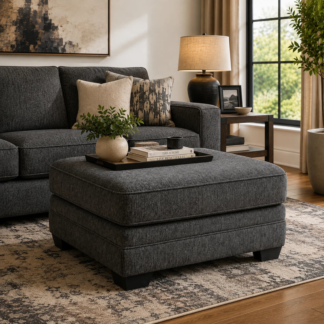 7260008 Tracling Oversized Accent Ottoman In Fabric Upholstery - Slate | Benchcraft By Ashley