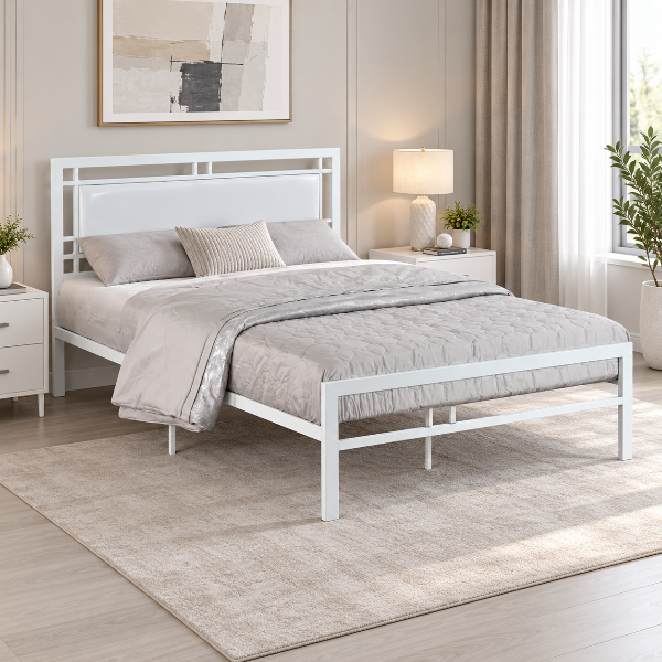 Luminary Metallic Platform Bed Frame (Single Size) - White