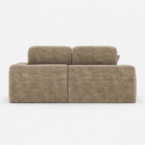 Lime Taupe Sectional Sofa With Ottoman In Fabric Upholstery