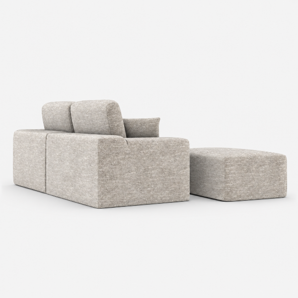 Lime Beige Sectional Sofa With Ottoman In Fabric Upholstery