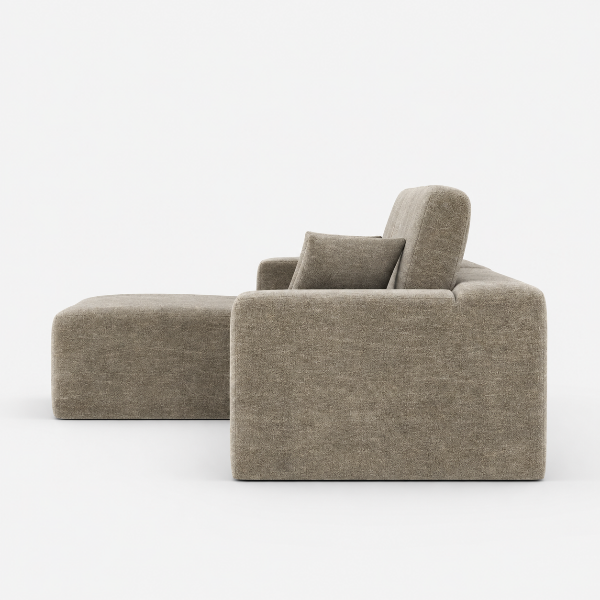 Sugero Taupe Sectional Sofa With Chaise In Fabric Upholstery