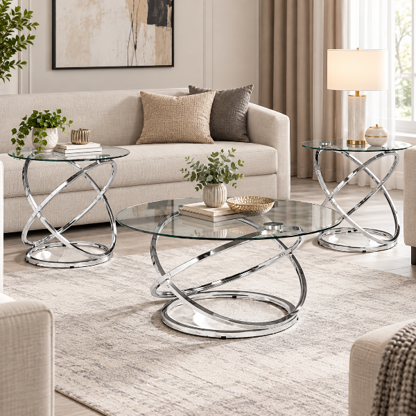 T270-13 Sharstorm Occasional Coffee Table Set (Set of 3) - Chrome | Signature Design by Ashley