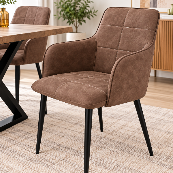 Jiren Dining Table Set For 6 With PU Upholstered Chairs